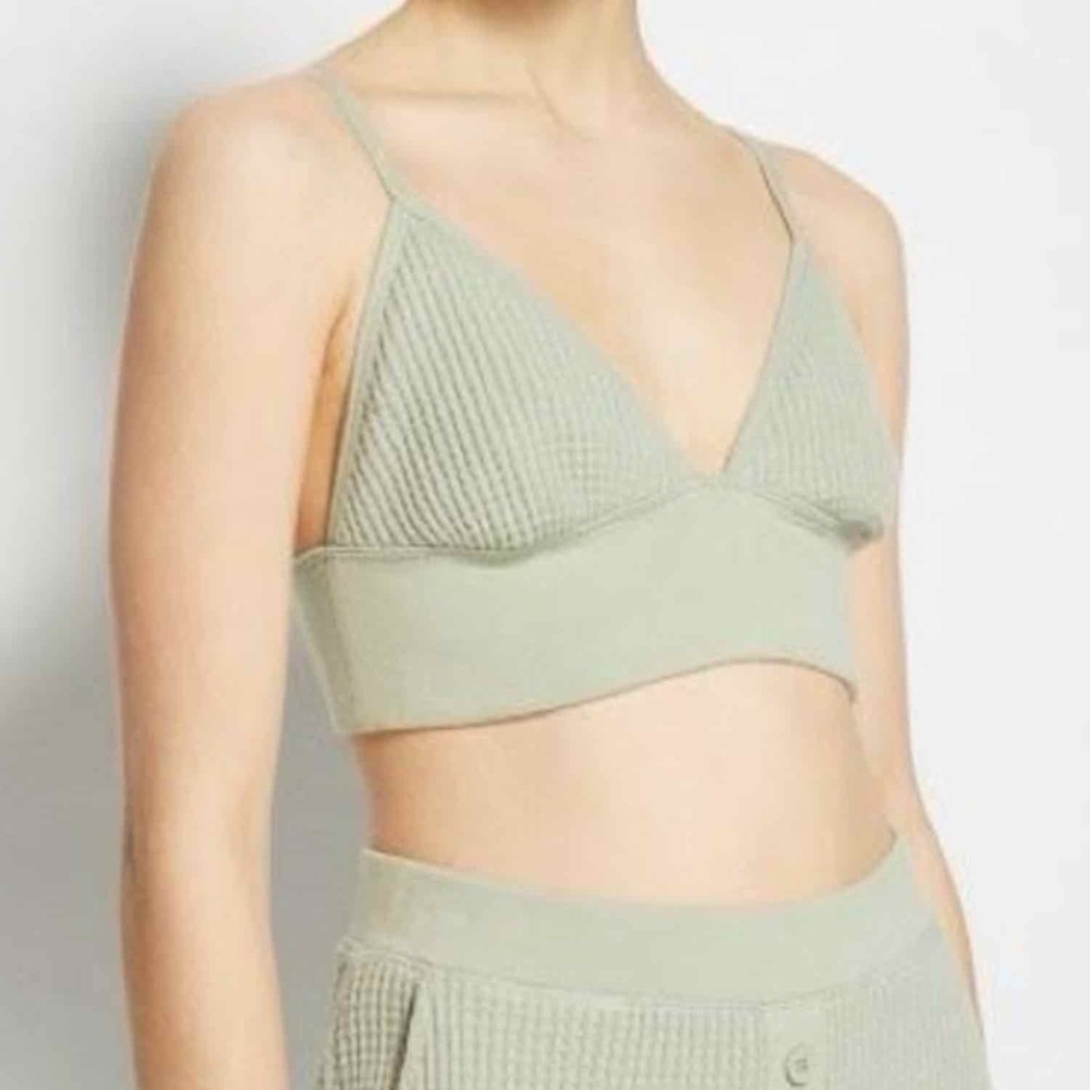 JONATHAN SIMKHAI STANDARD The Juliette Waffle Bralette Size Small Willow